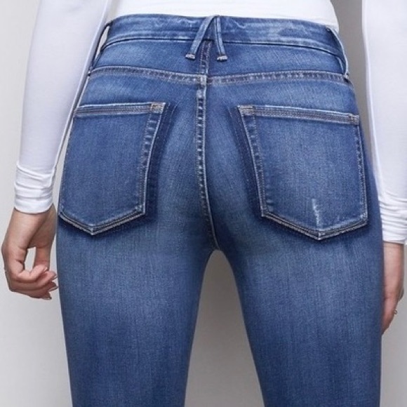 GOOD AMERICAN GLC113T Blue 377 Good Legs Crop High Rise Skinny Distressed 2/26 - Picture 6 of 16